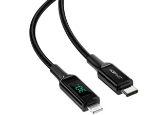 ACEFAST cable Type C to Lightning 8-pin MFi 3A PD30W LCD C6-01 1,2m black