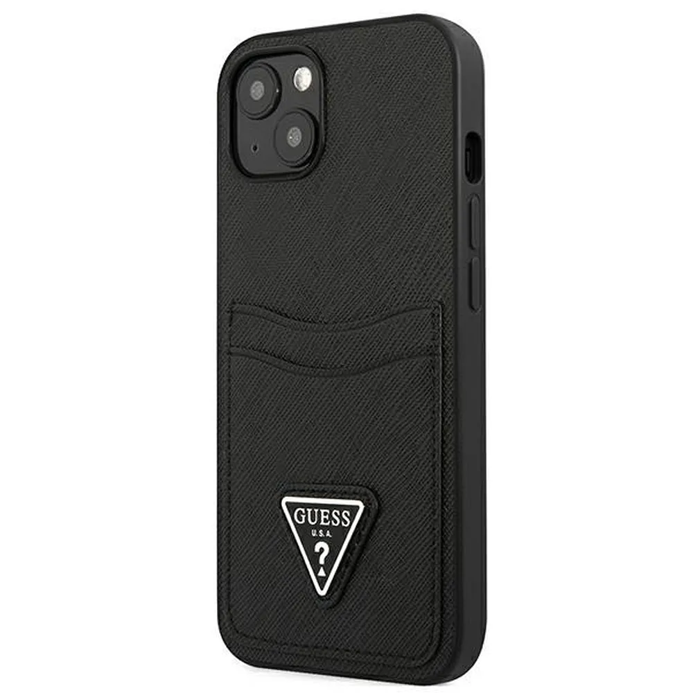 GUESS case for IPHONE 13 Mini GUHCP13SPSATPK (Saffiano Double Card Triangle) black - Image 2
