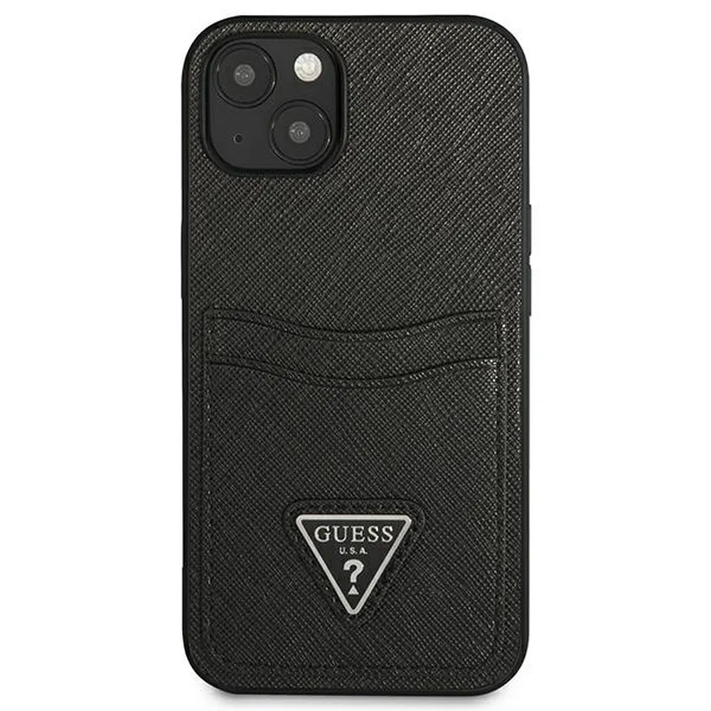 GUESS case for IPHONE 13 Mini GUHCP13SPSATPK (Saffiano Double Card Triangle) black - Image 3