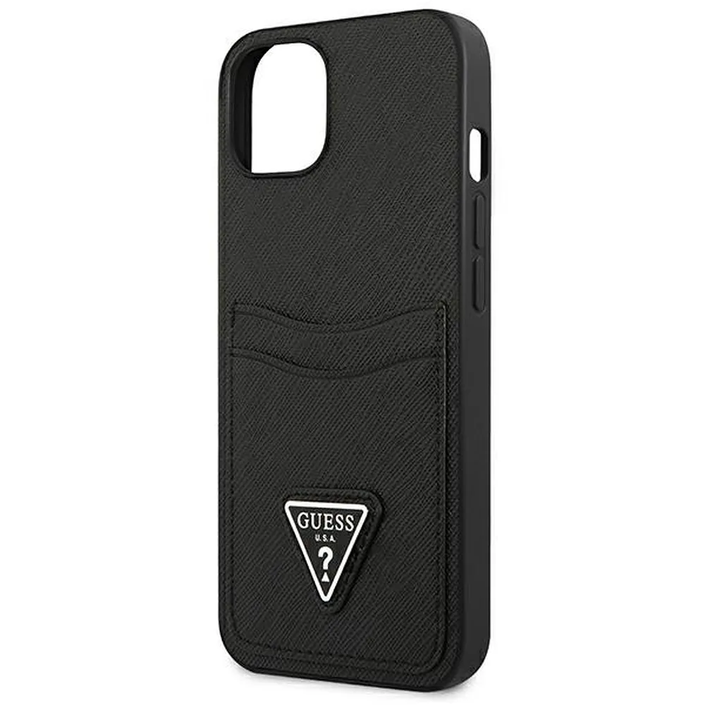 GUESS case for IPHONE 13 Mini GUHCP13SPSATPK (Saffiano Double Card Triangle) black - Image 6