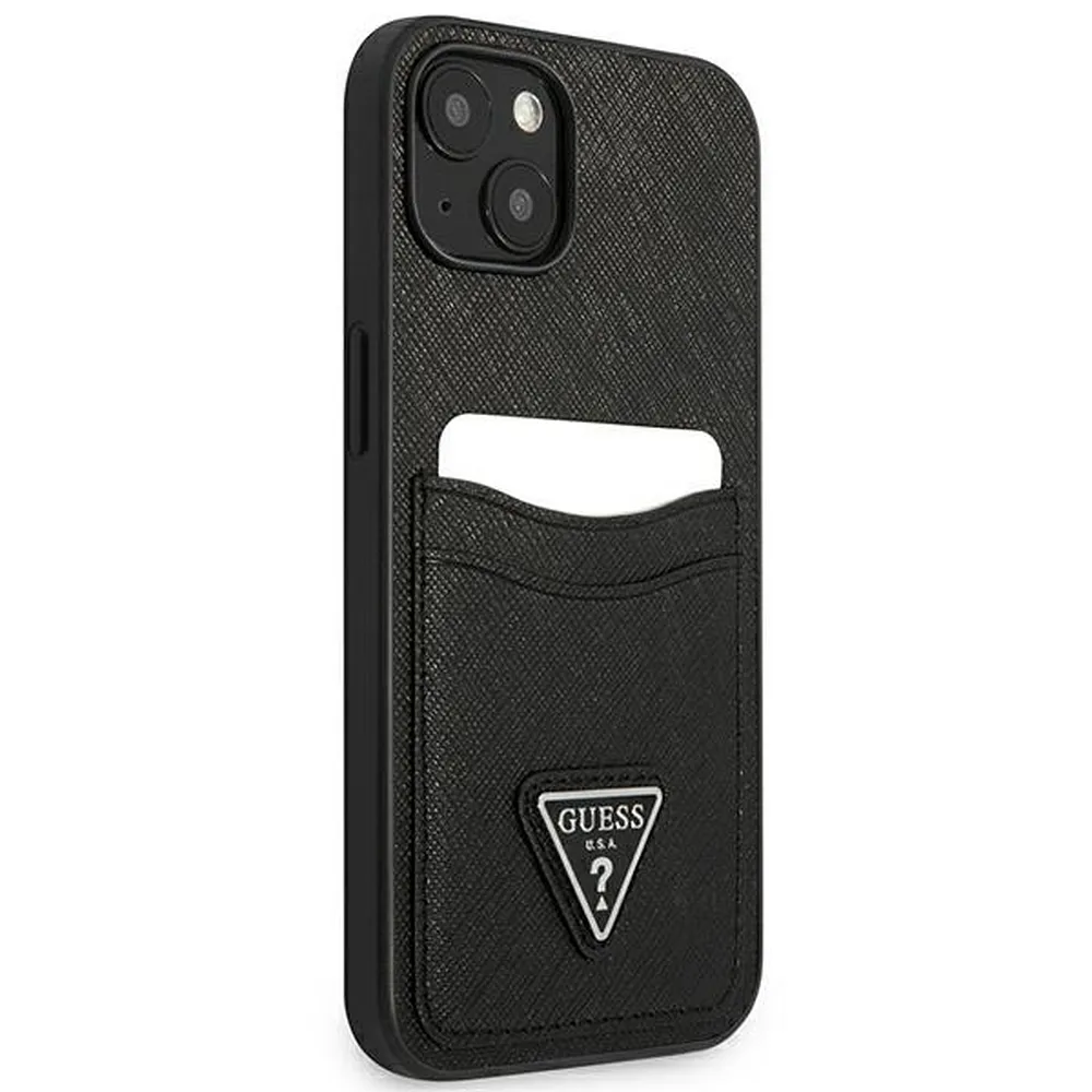 GUESS case for IPHONE 13 Mini GUHCP13SPSATPK (Saffiano Double Card Triangle) black - Image 4