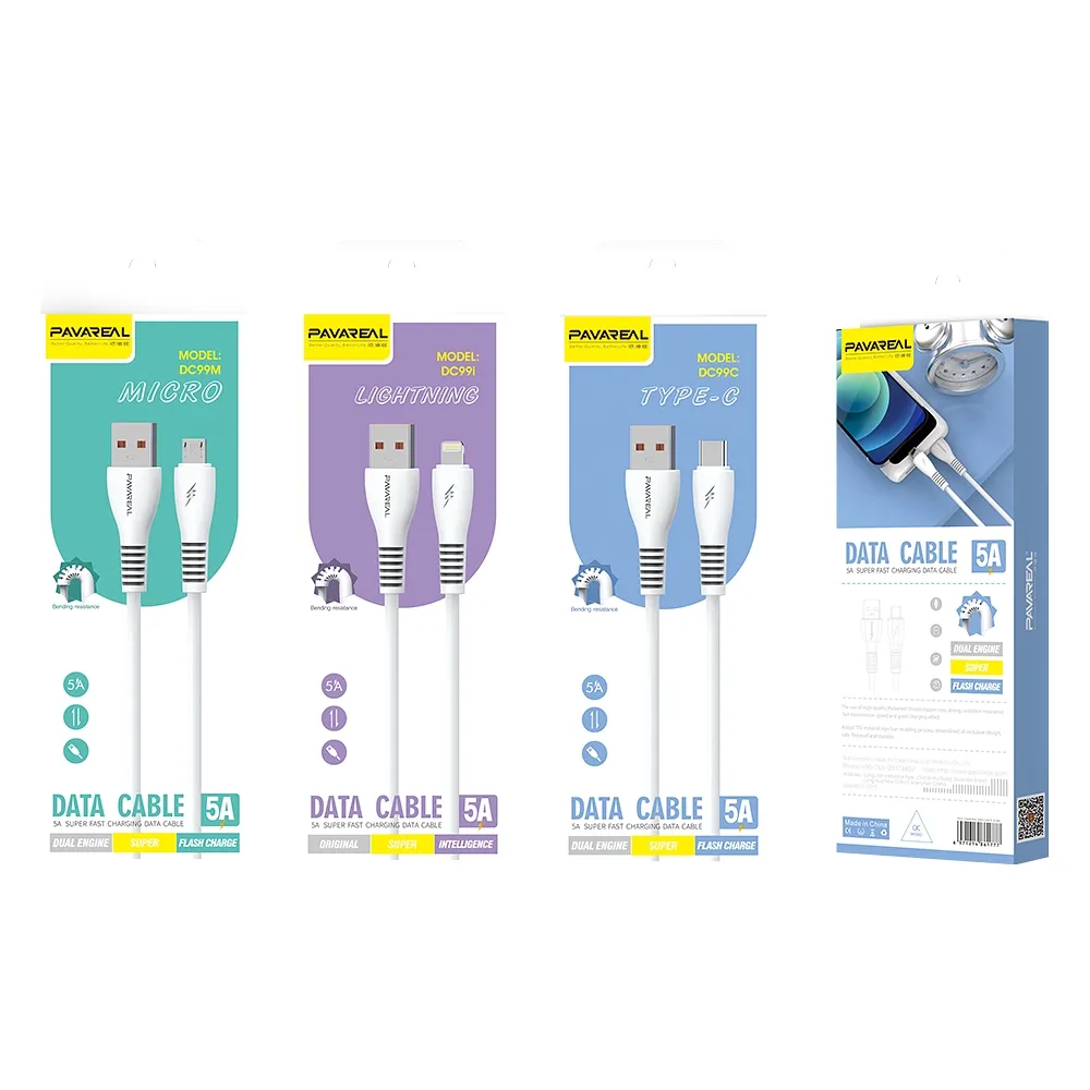 PAVAREAL cable USB to Micro 5A PA-DC99M 1 m. white - Image 2