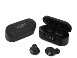 Bluetooth Earphones Stereo TWS GUESS Digital BT5 Classic with docking station / black (GUTWST31EK)