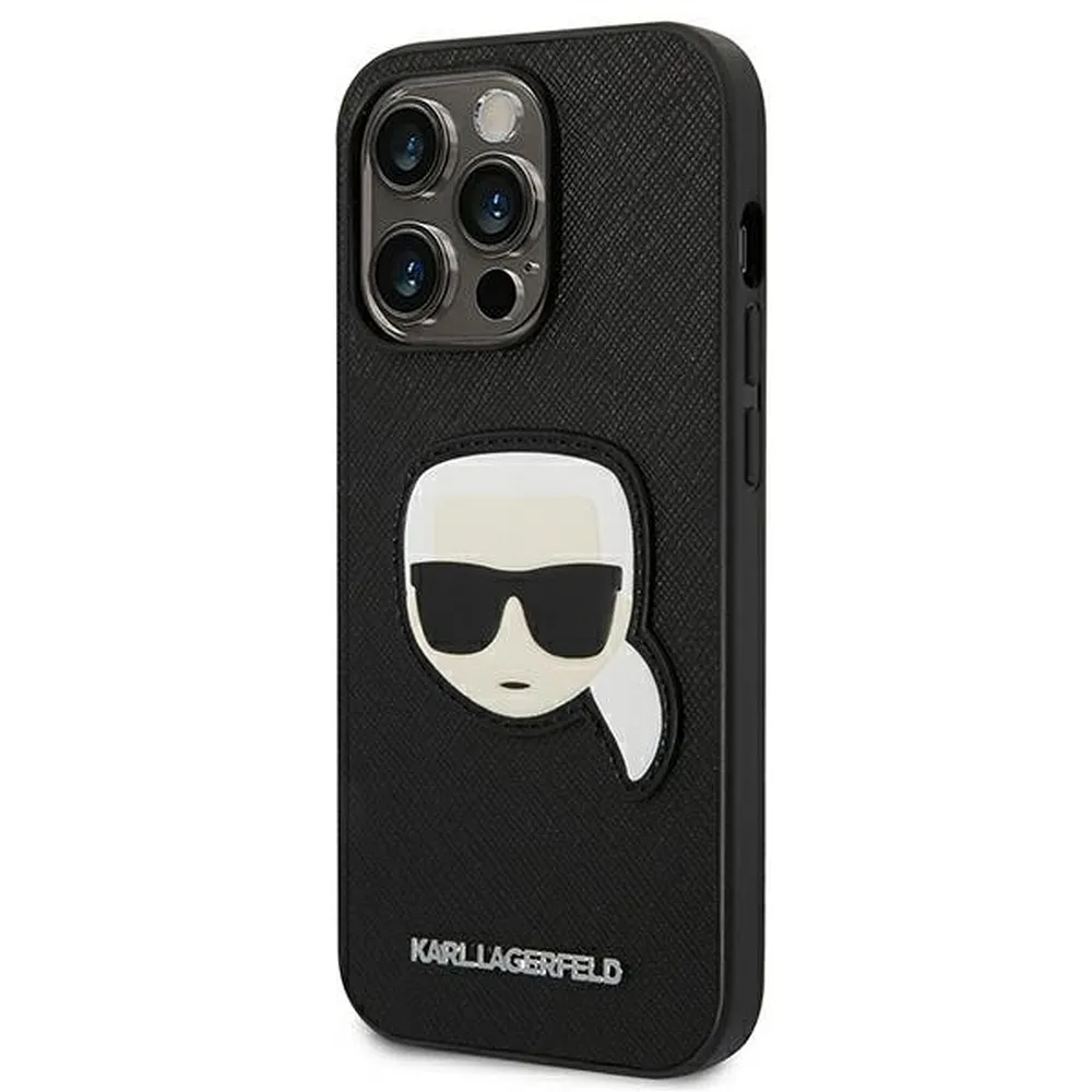 KARL LAGERFELD case for IPHONE 14 Pro KLHCP14LSAPKHK (Saffiano With Karl Head Patch) black - Image 2