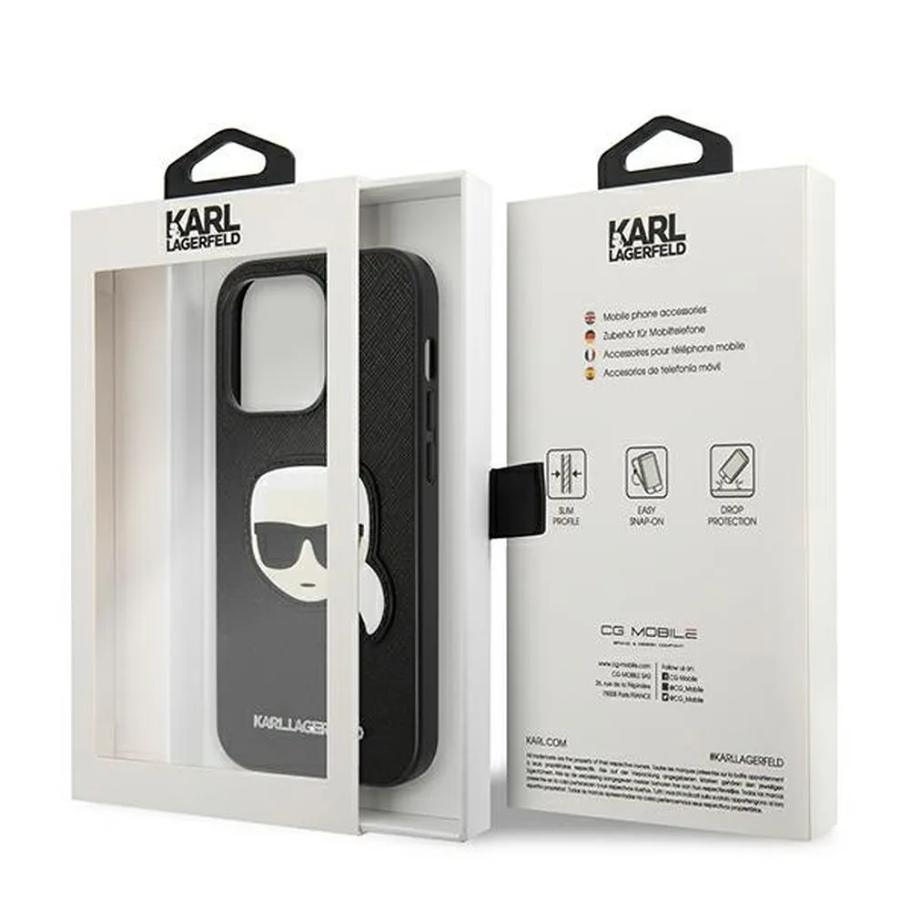 KARL LAGERFELD case for IPHONE 14 Pro Max KLHCP14XSAPKHK (Saffiano With Karl Head Patch) black - Image 8