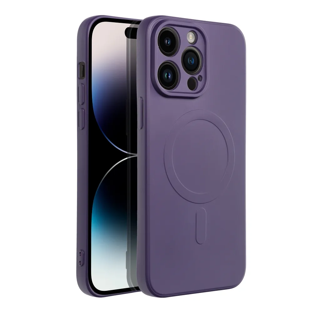 SILICONE MAG COVER case compatible with MagSafe for IPHONE 14 Pro Max dark purple - Image 2