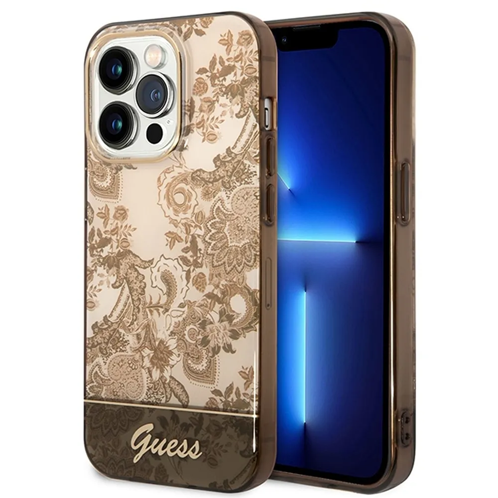 Original faceplate case GUESS GUHCP14XHGPLHC for iPhone 14 PRO MAX (IML Electro Cam TDJ / ochre) - Image 6