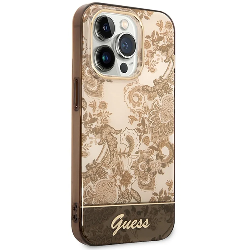 Original faceplate case GUESS GUHCP14XHGPLHC for iPhone 14 PRO MAX (IML Electro Cam TDJ / ochre) - Image 2