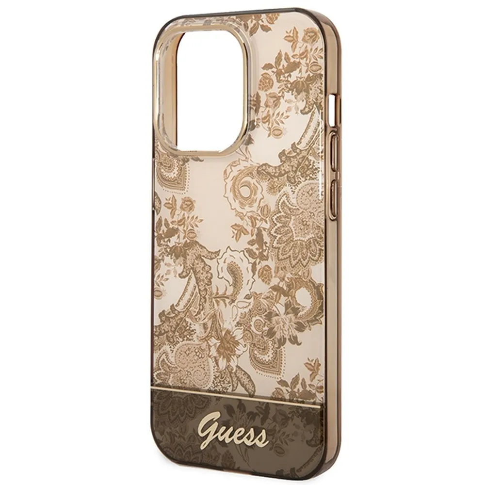 Original faceplate case GUESS GUHCP14XHGPLHC for iPhone 14 PRO MAX (IML Electro Cam TDJ / ochre) - Image 4