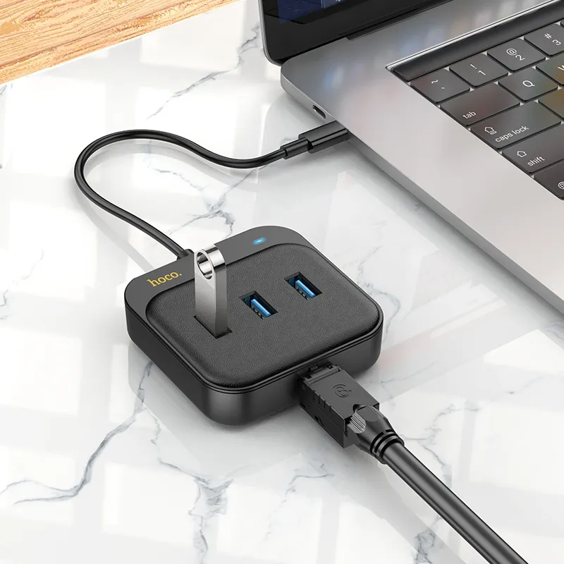 HOCO adapter HUB 4in1 Type C HB35 0,2 m black - Image 5