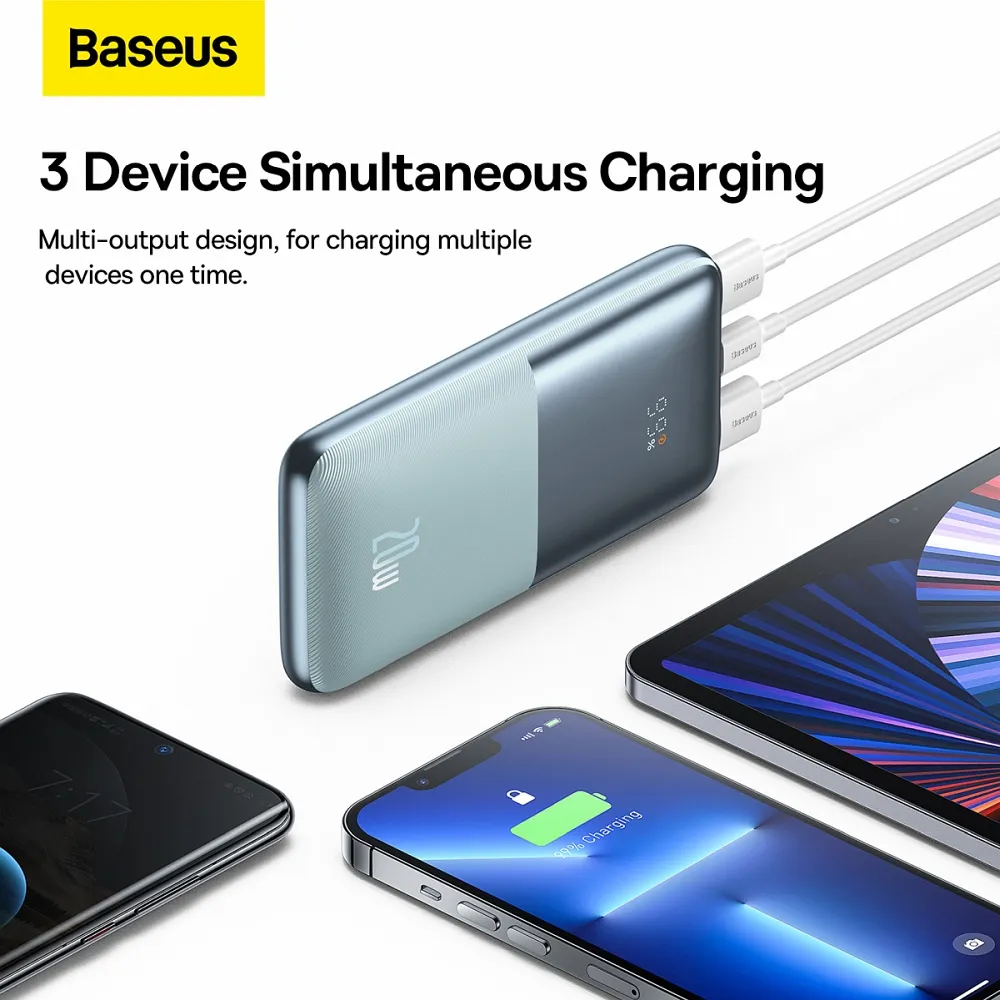 BASEUS powerbank 10 000 mAh + cable USB A to Type C PD QC3.0 3A 20W PPBD040103 blue - Image 15