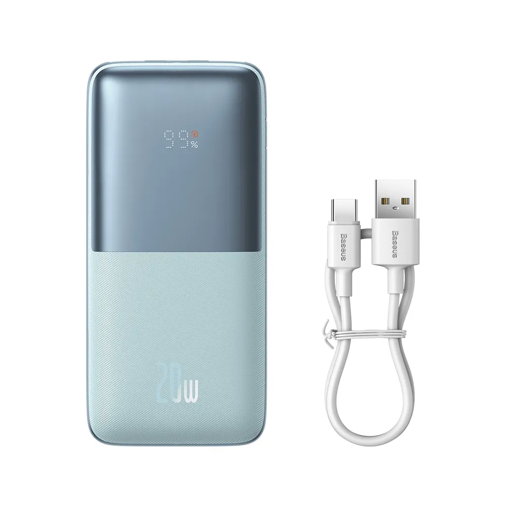 BASEUS powerbank 10 000 mAh + cable USB A to Type C PD QC3.0 3A 20W PPBD040103 blue - Image 3