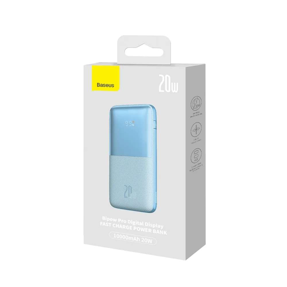 BASEUS powerbank 10 000 mAh + cable USB A to Type C PD QC3.0 3A 20W PPBD040103 blue - Image 20