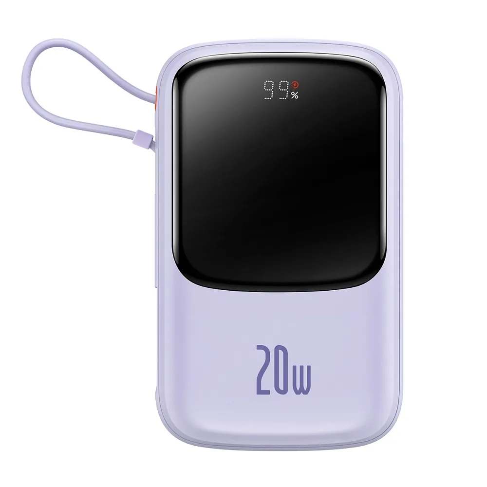 BASEUS powerbank 10 000 mAh with built-in cable Lightning + cable USB A to Type C PD QC3.0 3A 20W PPQD020005 purple - Image 5