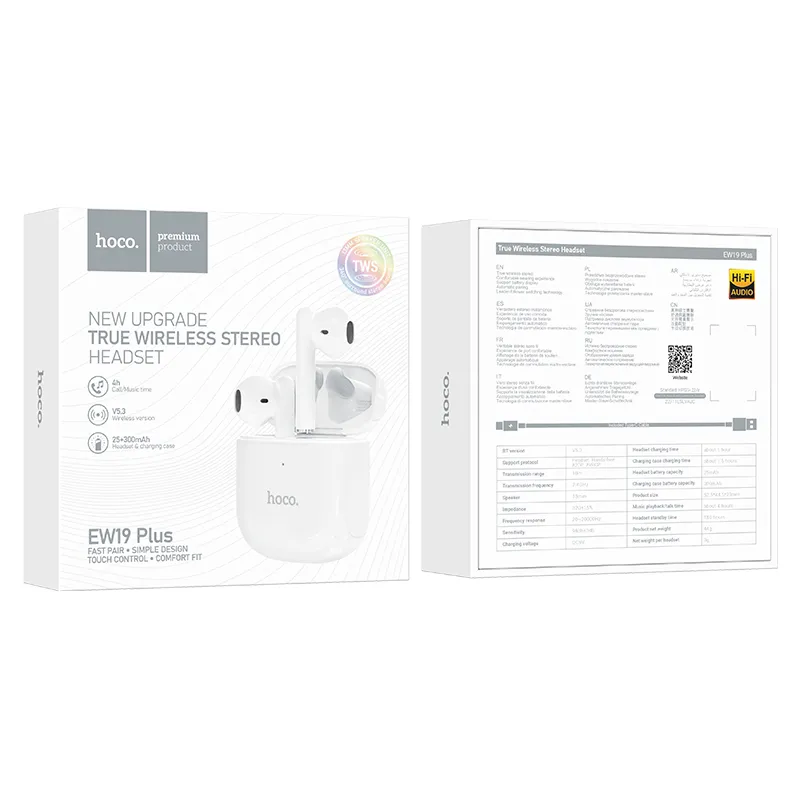 HOCO wireless bluetooth earphones TWS EW19 Plus white - Image 6