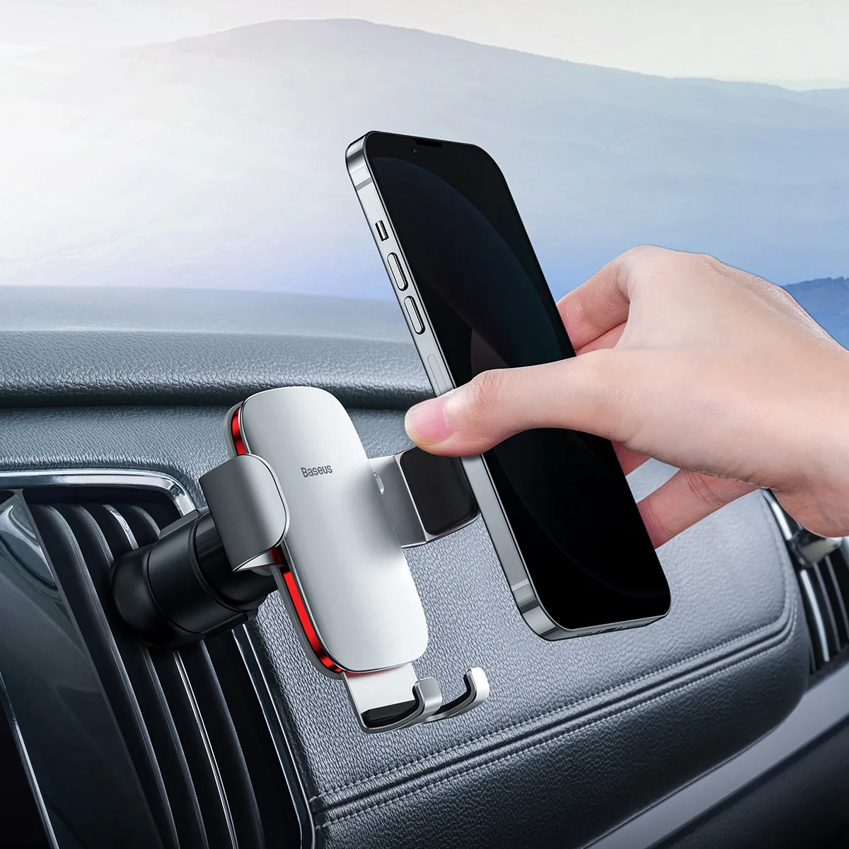 BASEUS gravity car holder for air vent SUJS000012 silver - Image 8