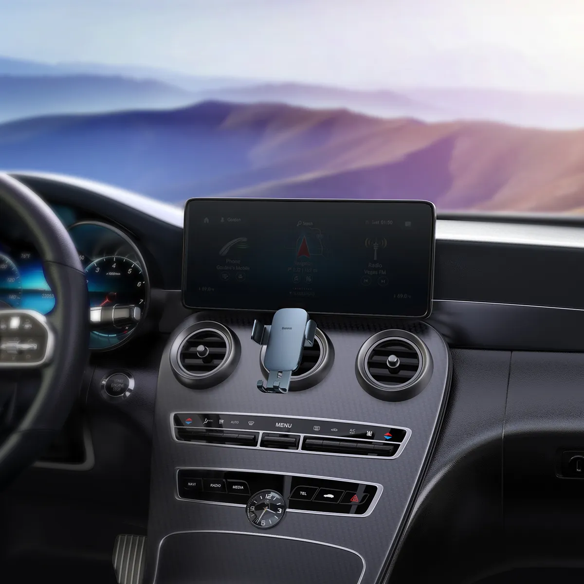 BASEUS gravity car holder for round air vent SUJS030013 dark gray - Image 9