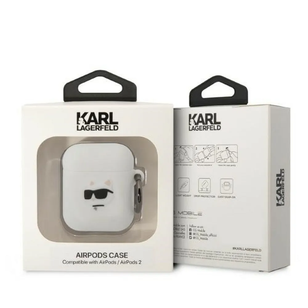 KARL LAGERFELD case for APPLE Airpods 1 / 2 KLA2RUNCHH (3D Sil NFT Choupette) white - Image 3