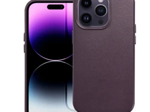 LEATHER MAG COVER case for IPHONE 14 Pro dark violet