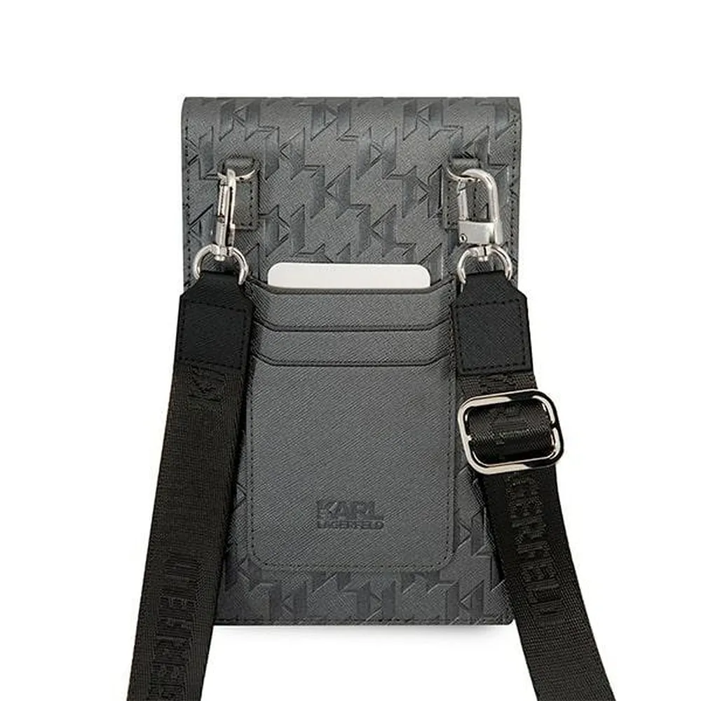KARL LAGERFELD universal bag for mobile KLWBSAMIPG (Monogram Ikonik Path) silver - Image 2