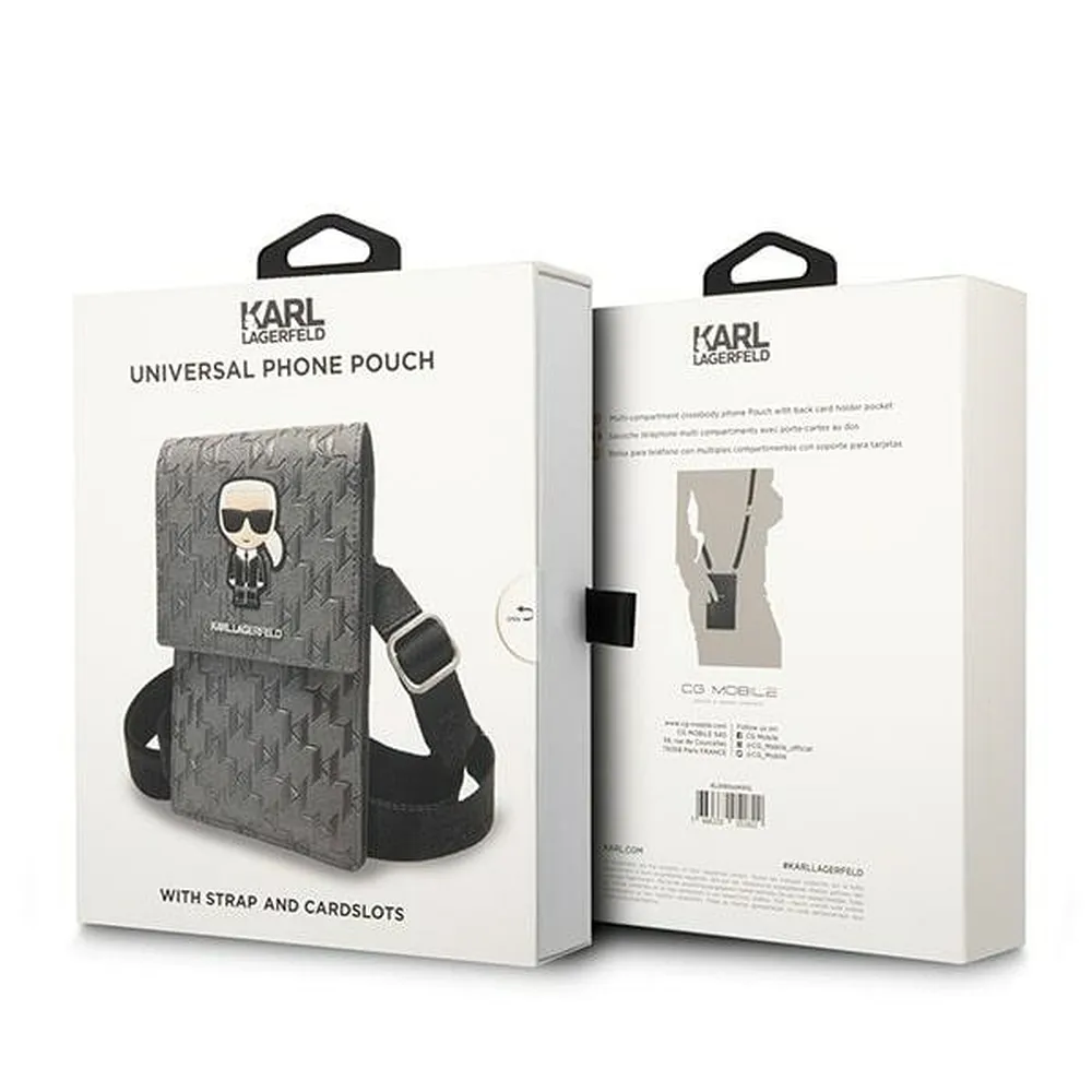 KARL LAGERFELD universal bag for mobile KLWBSAMIPG (Monogram Ikonik Path) silver - Image 6
