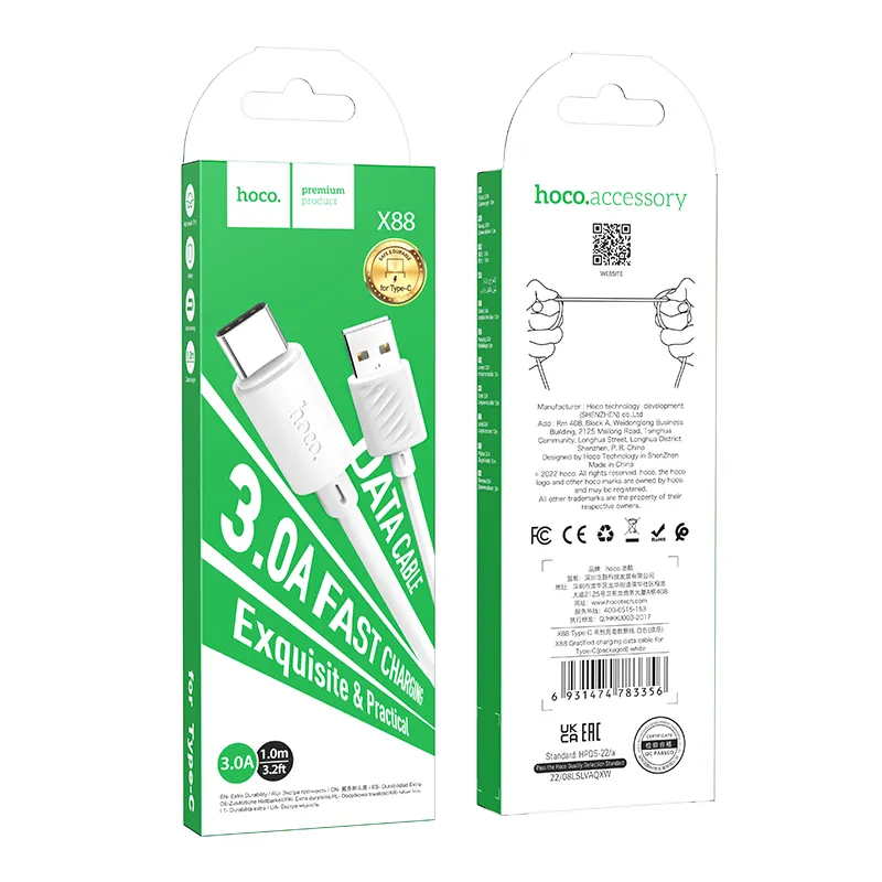 HOCO cable USB A to Type C 3A X88 1 m white - Image 4