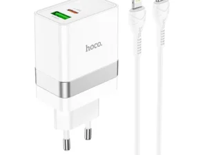 HOCO travel charger USB A + Type C + cable Type C to Lightning PD QC3.0 3A 30W N21 white