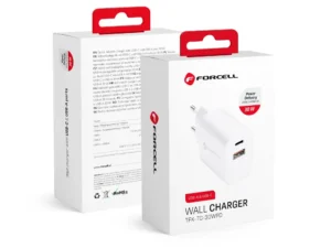 FORCELL F-ENERGY TFK-TC-30WPD utazó töltő, Type-C + USB-A, PD, QC 4.0, 3 A, 30 W, fehér