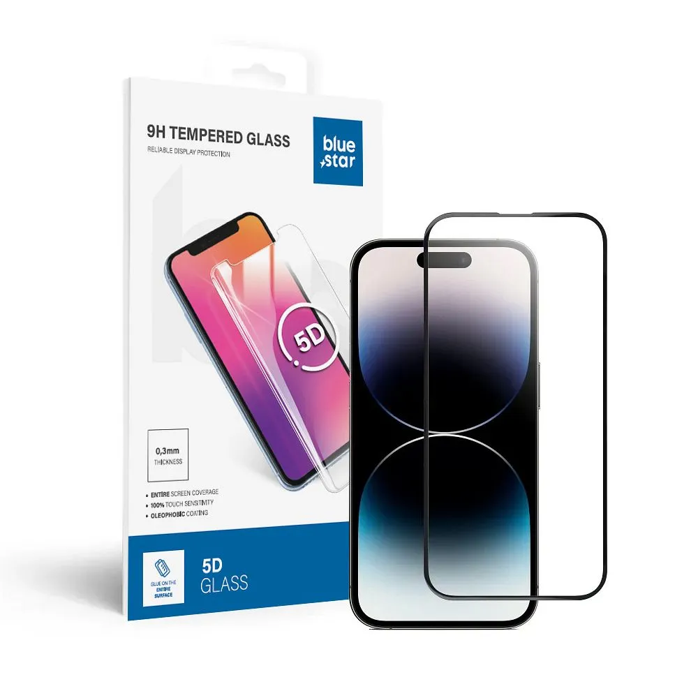 Tempered Glass Blue Star - APP IPHONE 14 Pro 5D Full Cover black