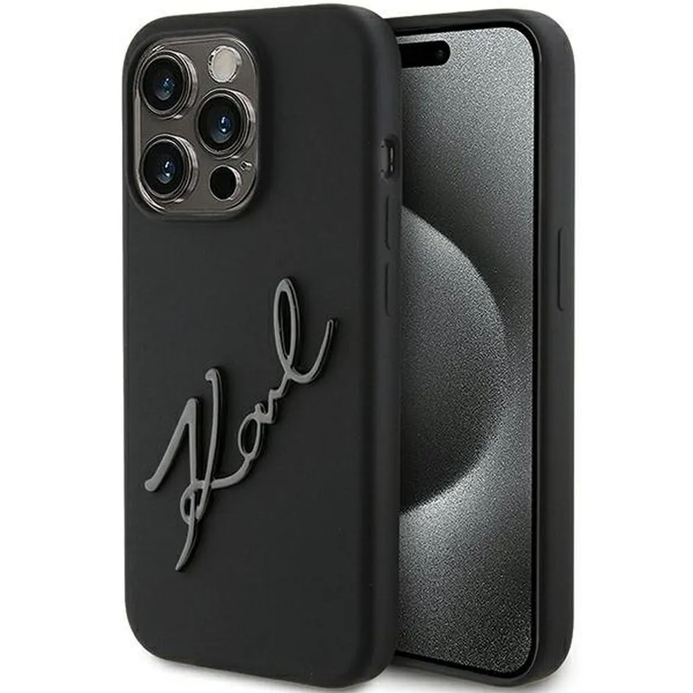 KARL LAGERFELD case for IPHONE 15 Pro Max KLHCP15XSKSBMCK (Silicone Karl Script Logo) black