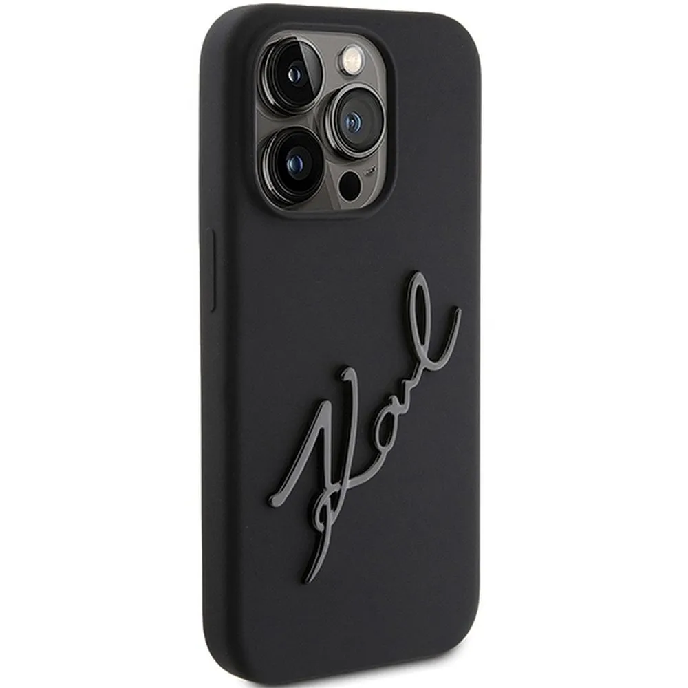 KARL LAGERFELD case for IPHONE 15 Pro Max KLHCP15XSKSBMCK (Silicone Karl Script Logo) black - Image 4