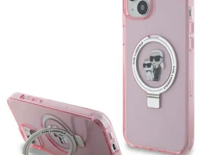 KARL LAGERFELD case for IPHONE 15 Plus compatible with MagSafe KLHMP15MHMRSKCP (Ringstand KC) pink