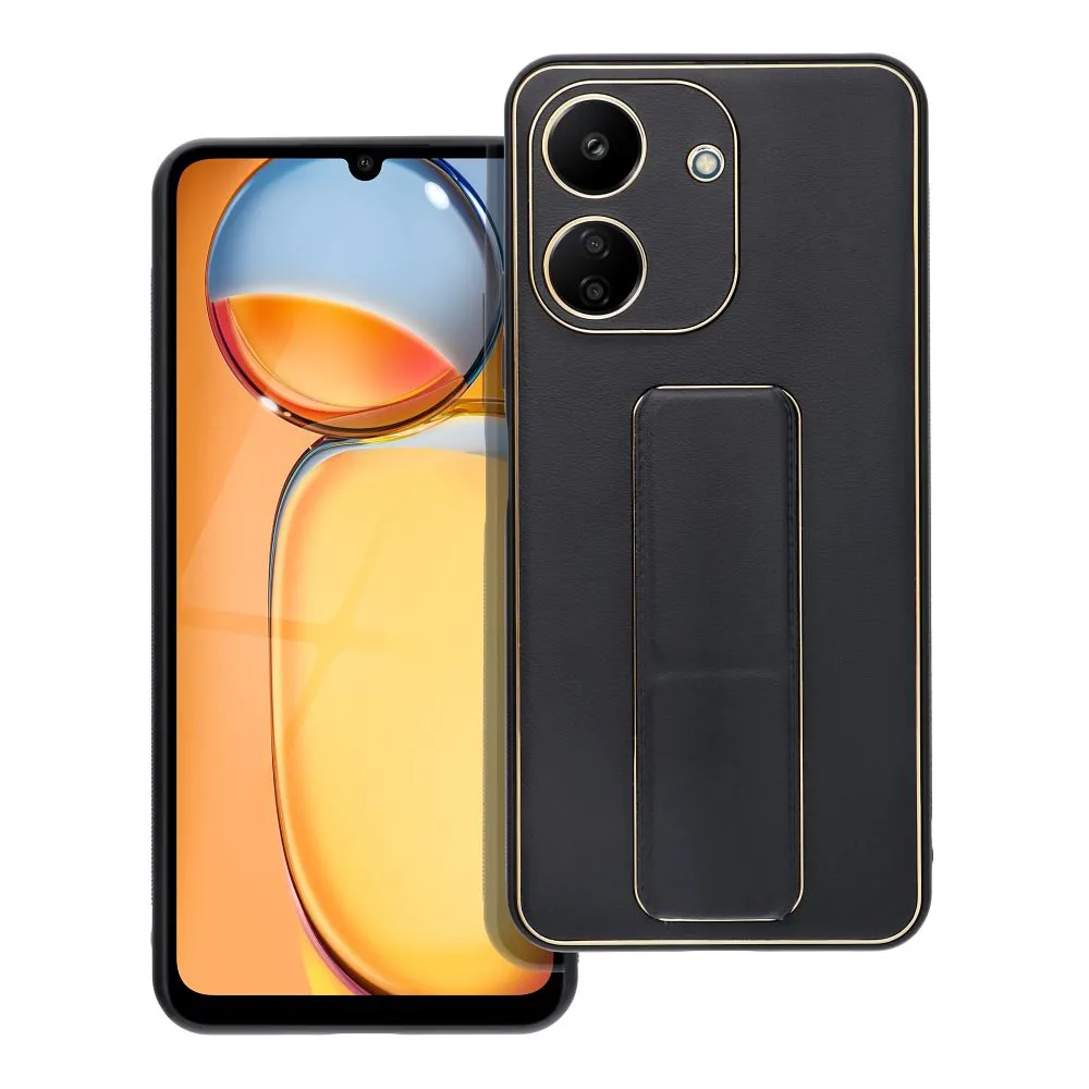 LEATHER CASE KICKSTAND for XIAOMI Redmi 13C / POCO C65 black - Image 2