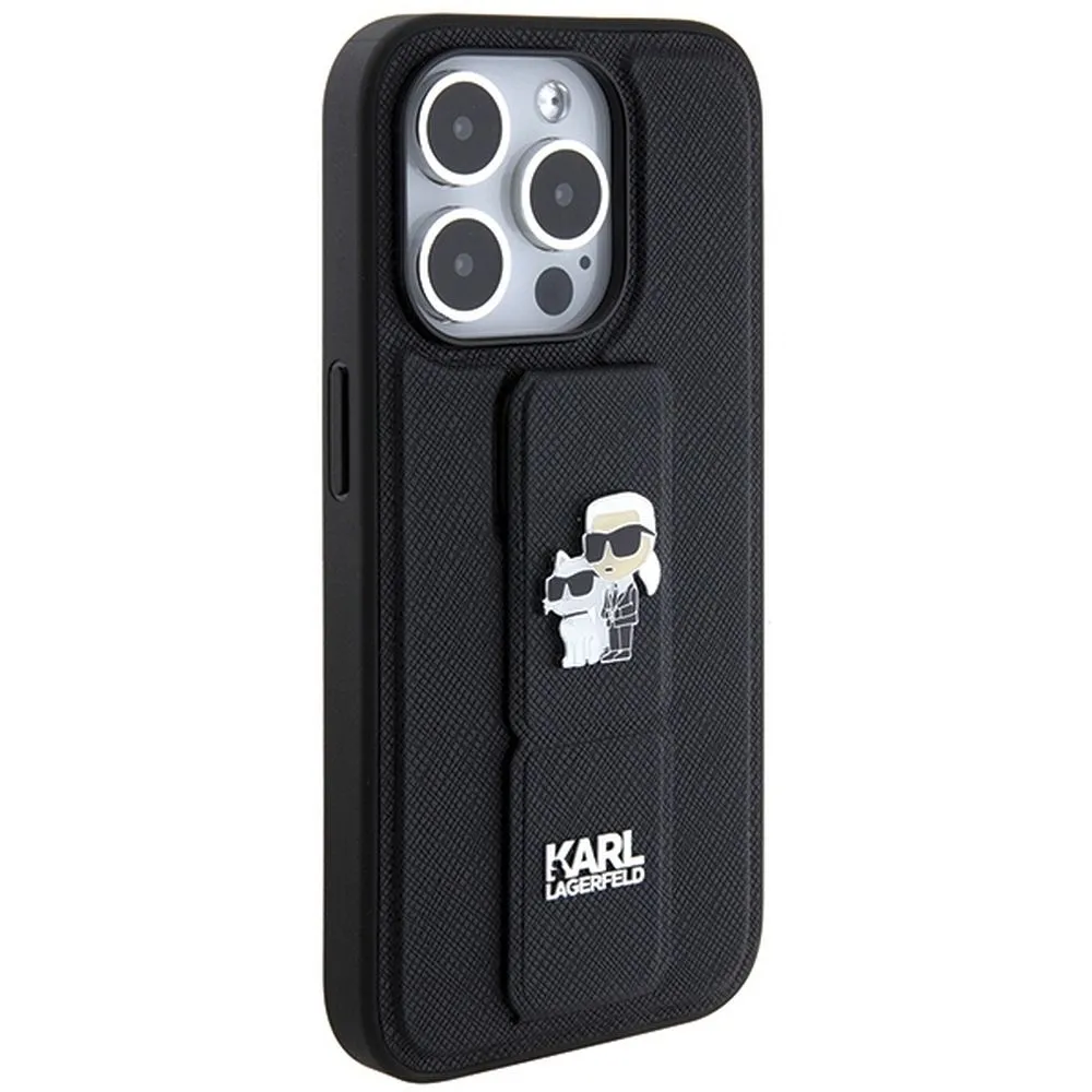 KARL LAGERFELD case for IPHONE 13 Pro Max KLHCP13XGSAKCPK (Gripstand Saffiano KC PIN) black - Image 4