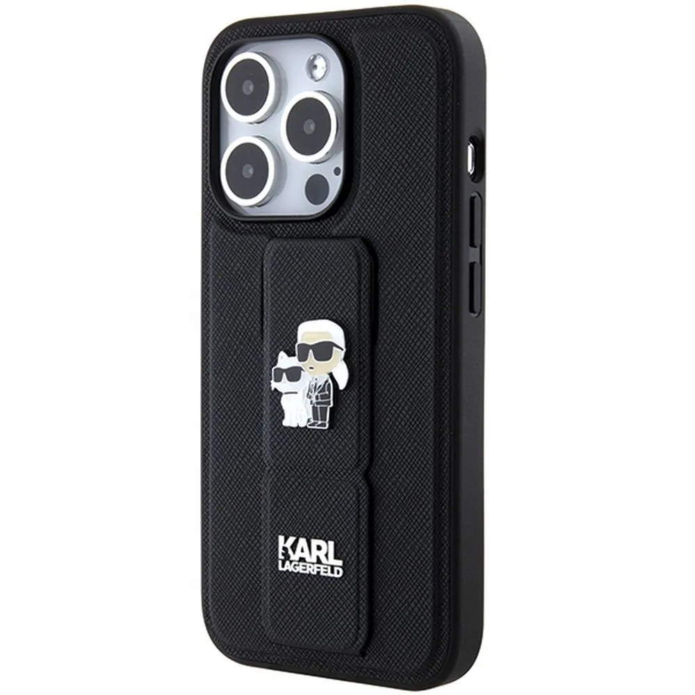 KARL LAGERFELD case for IPHONE 13 Pro Max KLHCP13XGSAKCPK (Gripstand Saffiano KC PIN) black - Image 2