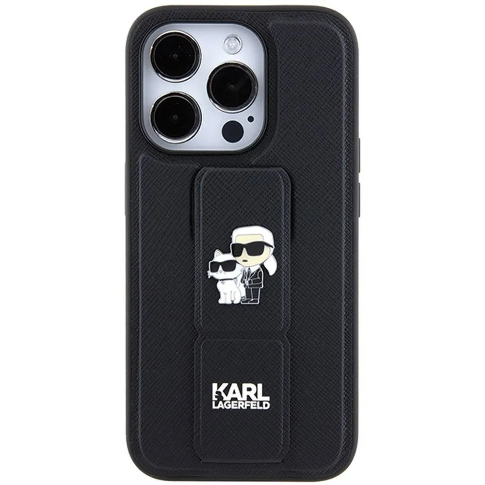 KARL LAGERFELD case for IPHONE 13 Pro Max KLHCP13XGSAKCPK (Gripstand Saffiano KC PIN) black - Image 3