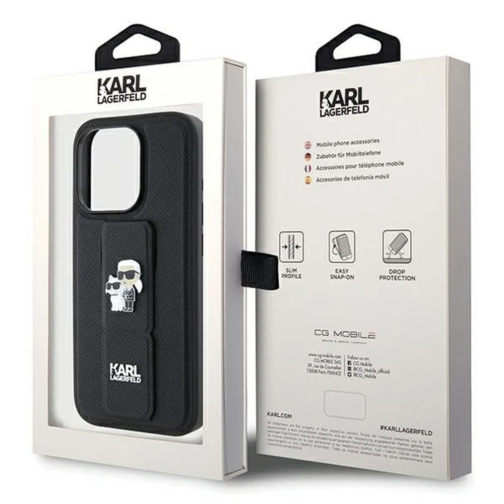 KARL LAGERFELD case for IPHONE 13 Pro Max KLHCP13XGSAKCPK (Gripstand Saffiano KC PIN) black - Image 9