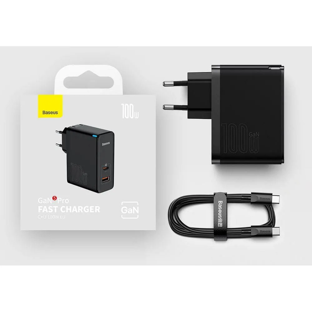 BASEUS charger USB A + Type + cable Type C to Type C PD QC3.0 5A 100W GaN5 Pro CCGP090201 black - Image 12