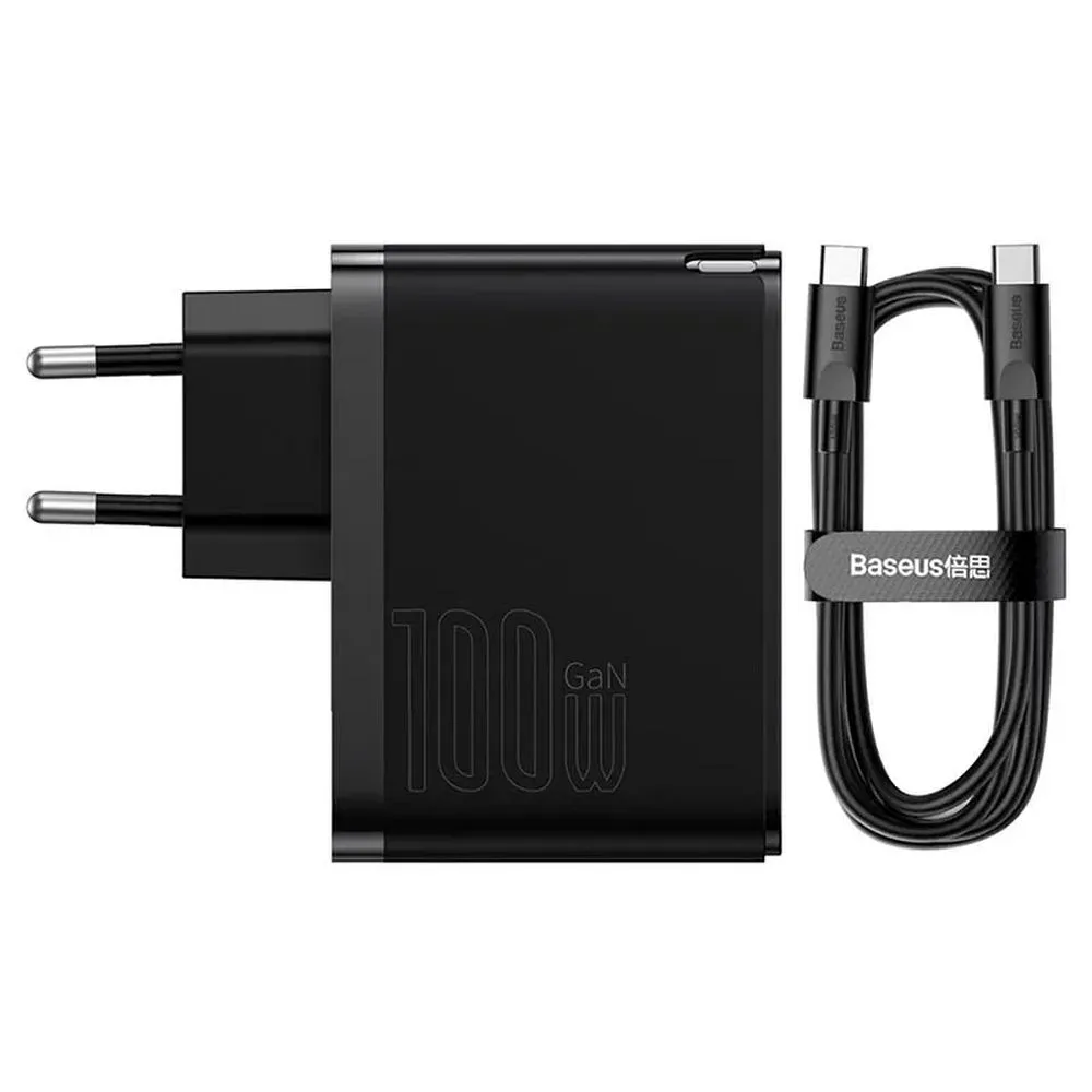 BASEUS charger USB A + Type + cable Type C to Type C PD QC3.0 5A 100W GaN5 Pro CCGP090201 black