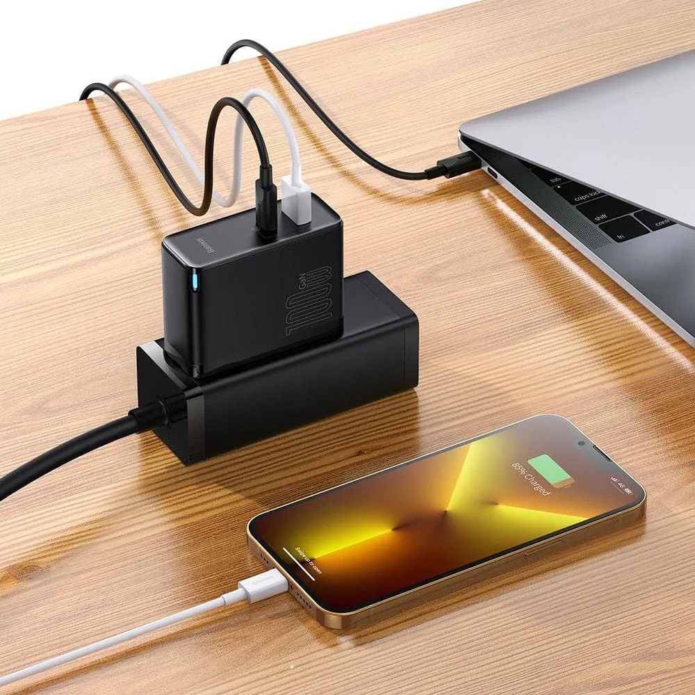 BASEUS charger USB A + Type + cable Type C to Type C PD QC3.0 5A 100W GaN5 Pro CCGP090201 black - Image 9