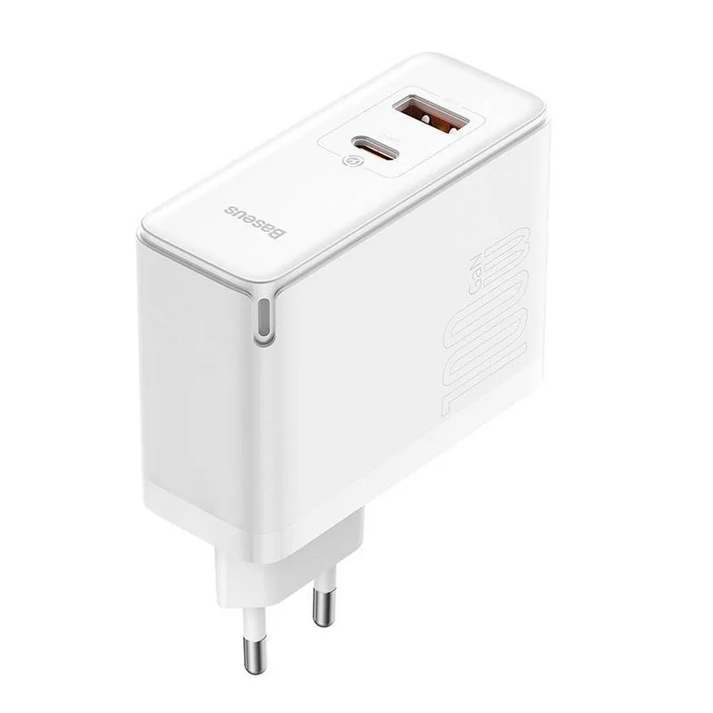 BASEUS charger USB A + Type C + cable Type C to Type C PD QC3.0 5A 100W GaN5 Pro CCGP090202 white - Image 3