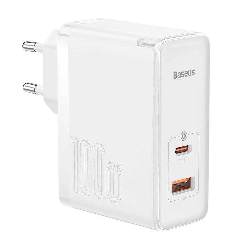 BASEUS charger USB A + Type C + cable Type C to Type C PD QC3.0 5A 100W GaN5 Pro CCGP090202 white - Image 2