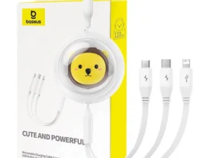 BASEUS retractable cable 3in1 USB A to Micro USB / Lightning / Type C CB000063 1,1 m white