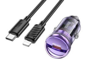 HOCO car charger Type C + cable Type C to Lightning PD QC3.0 30W Z53 purple