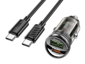 HOCO car charger USB A + Type C + cable Type C to Type C PD QC3.0 3A 30W Z53A black