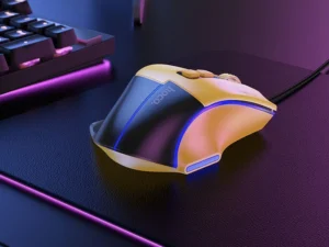 HOCO gaming wire USB A computer mouse 3600DPI black yellow
