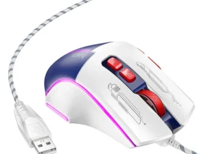 HOCO gaming wire USB A computer mouse 3600DPI white blue