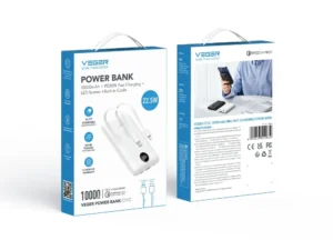 Veger C11 (W1170) PD QC3.0 2A 22,5W 10000 mAh z beépített USB C kábellel/ Lightning fehér