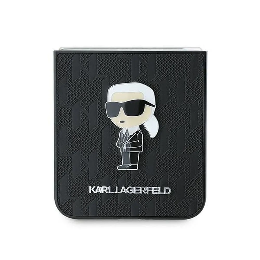KARL LAGERFELD case for SAMSUNG Z Flip 6 KLHCZF6SAPKINPK (HC Saffiano Monogram Ikonik Pin) black - Image 5