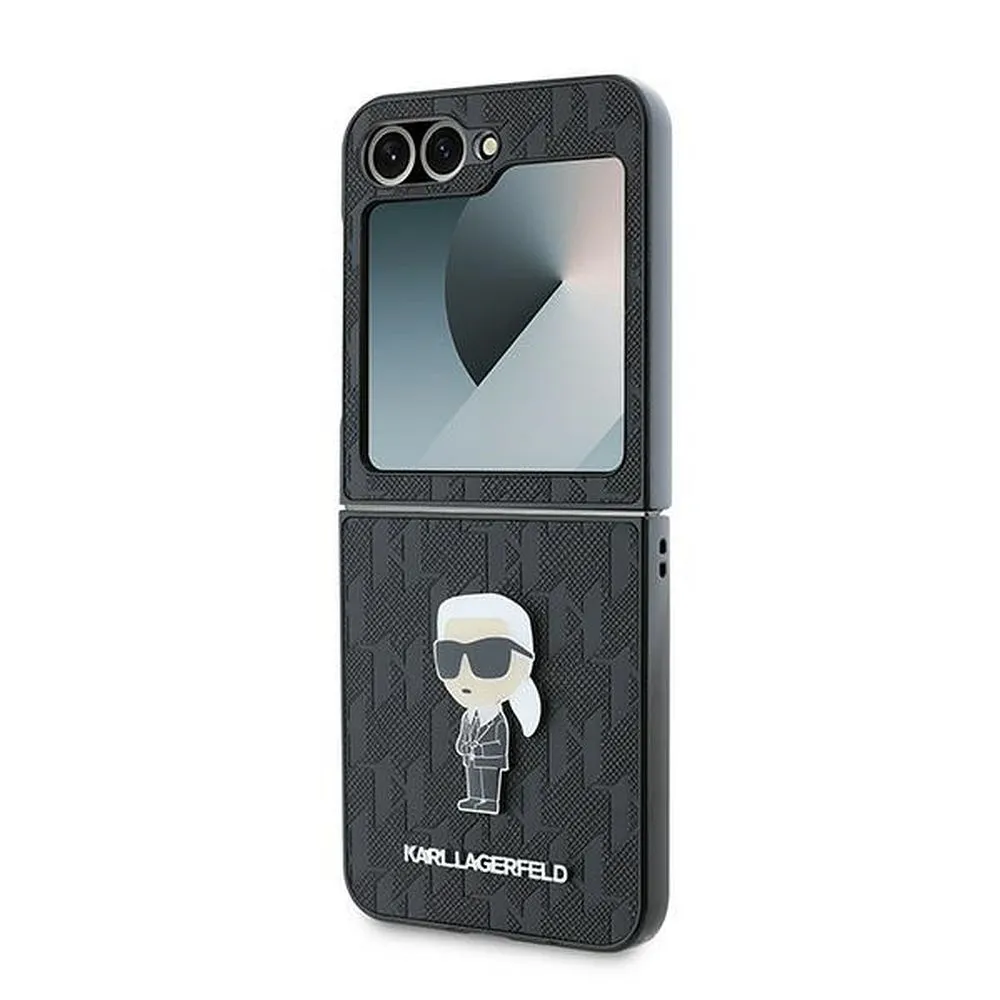 KARL LAGERFELD case for SAMSUNG Z Flip 6 KLHCZF6SAPKINPK (HC Saffiano Monogram Ikonik Pin) black - Image 6
